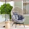 Costway Oversized Egg Style Chair with Cushions & Headrest Heavy-Duty Metal Frame for Yard Off White/Grey/Black